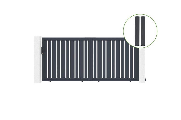 Doppelflügeltor mit Torpfosten und Pfostenabdeckung