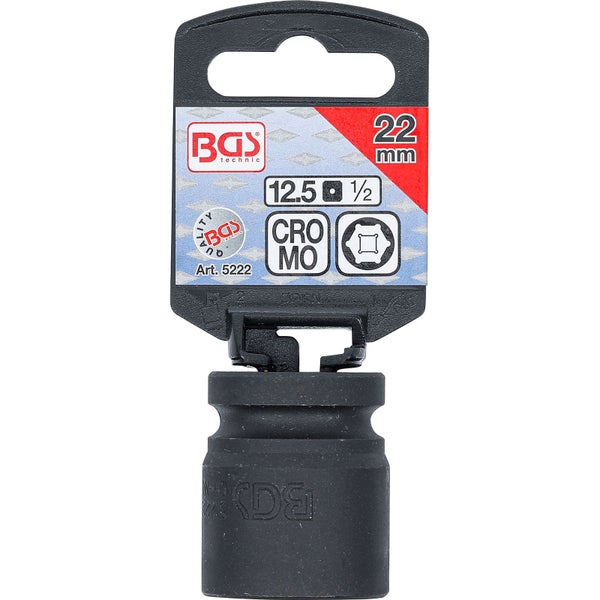 BGS Kraft-Steckschlüssel-Einsatz Sechskant Antrieb Innenvierkant 12,5 mm (1/2) SW 22 mm - 5222