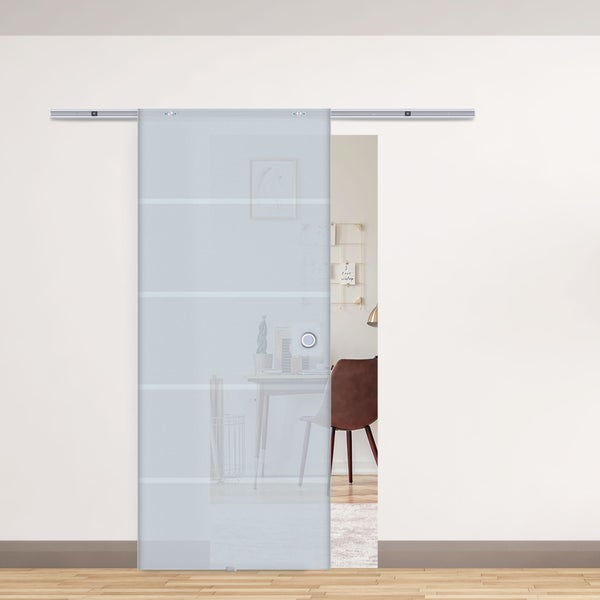 HOMCOM Glasschiebetür Schiebetür Glastür Zimmertür teilsatiniert 775 x 2050 mm