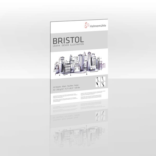 Hahnemühle Bristol Papierblock für Grafikdesign und Illustration, A3 Format, 250 Gramm pro Quadratmeter, 20 Blatt