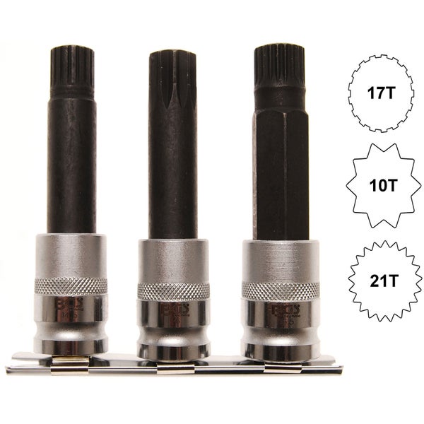 Drei BGS Technic Vielzahn-Einsätze mit 17T, 10T und 21T