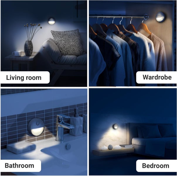 Proxinova Nachtlicht mit Bewegungsmelder, 3er Set, LED Nachtlicht mit Bewegungsmelder Batterie, Licht mit Bewegungsmelder, Ideal für Schrank, Badezimmer, Nachtlicht mit niedrigem Energieverbrauch