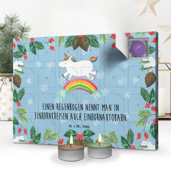 Mr. & Mrs. Panda Duftkerzen Adventskalender Einhorn Regenbogen - Blau Pastell