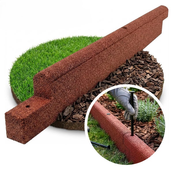 Garteneinfassung aus Gummi mit Befestigungsstift zur Rasenbegrenzung