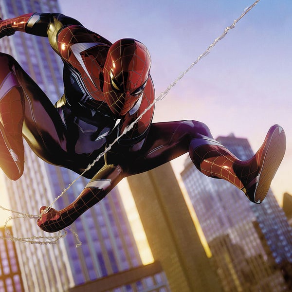 Spider-Man in Aktion vor Stadtkulisse