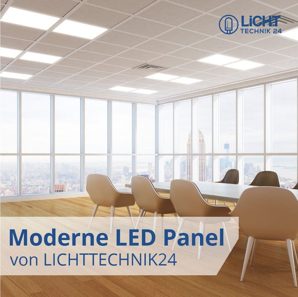 Modernes Büro mit LED-Panels von Lichttechnik24 für Deckenbeleuchtung