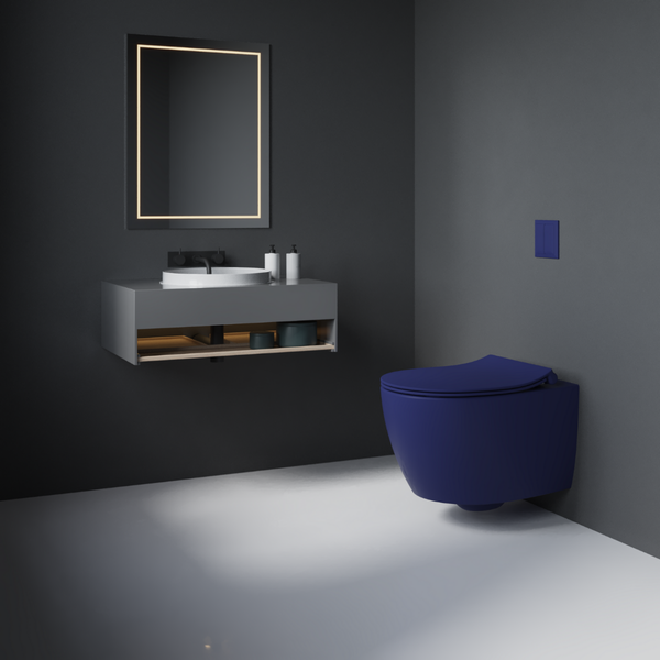 Isvea WC Toilet Badezimmer Wand-WC Blau mit Softclose-Sitz