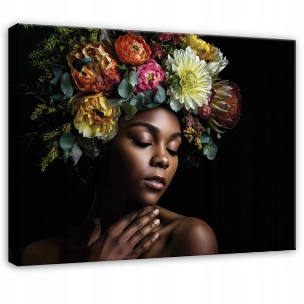 Leinwandbild Frau Blumen Schlafzimmer Wohnzimmer Bilder 100x70 cm