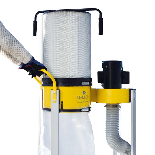 Absauganlage mit Filterpatrone, Motor und Auffangsack