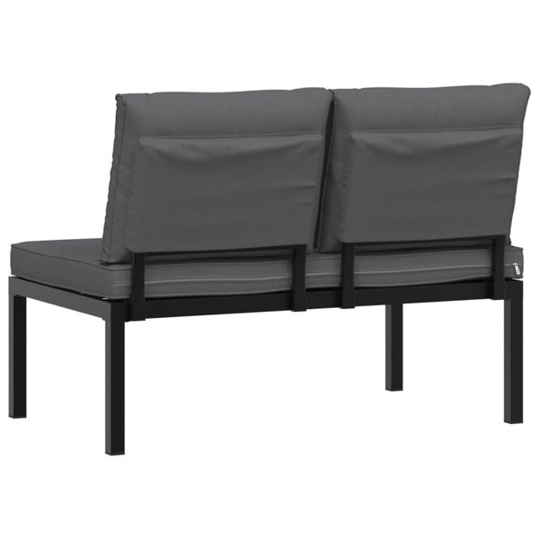Gartenbank mit Kissen Schwarz Aluminium