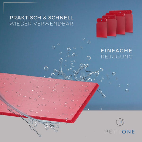 PETITONE Japanspachtel - 4tlg Premium Kunstoff Spachtel Set - Leicht zu reinigender Flächenspachtel - Spachtel Werkzeug - Extra große Griffnoppen - Spachtel Acrylmalerei - Besonders Präzise 45°-Kante