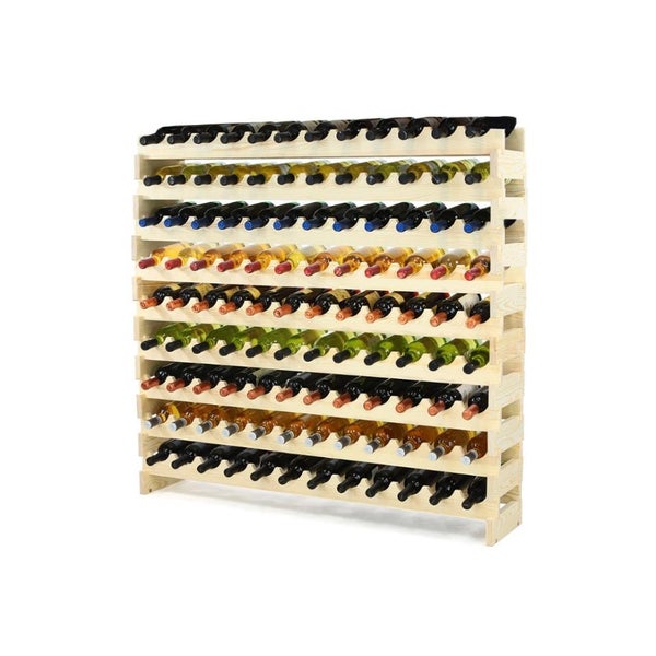 PROREGAL Weinregal Vinoteca Flex  HxBxT 101 x 119 x 29 cm 108 Flaschen Massives Kiefernholz Natur Unbehandelt