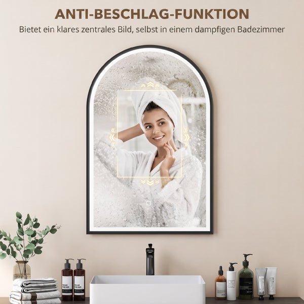 Runder Badezimmerspiegel mit Beleuchtung und Anti Beschlag Funktion für klare Sicht bei hoher Luftfeuchtigkeit im Badezimmer