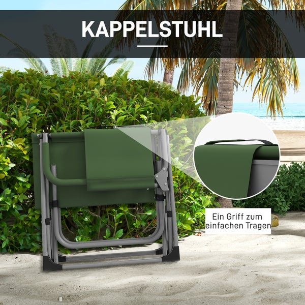Outsunny Regiestuhl, Faltbar Campingstuhl mit Seitentisch, für Camping, Strand, 81L x 51B x 87H cm, Oxford, Grün
