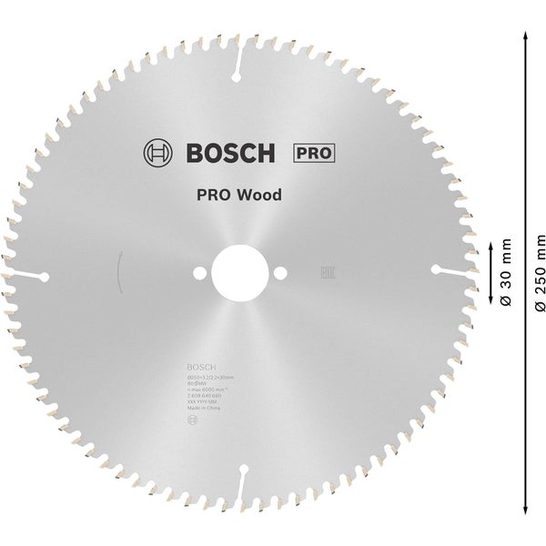 Bosch Pro Wood Kreissägeblatt, 250 mm Durchmesser