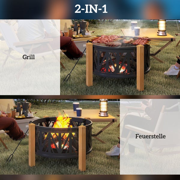 Vielseitiger 2-in-1 Grill und Feuerstelle für den Aussenbereich