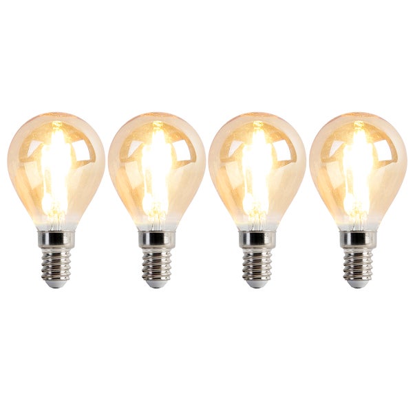 Set mit 4 dimmbaren E14-LED-Lampen P45 Gold 3,5 W 330 lm 2100 K