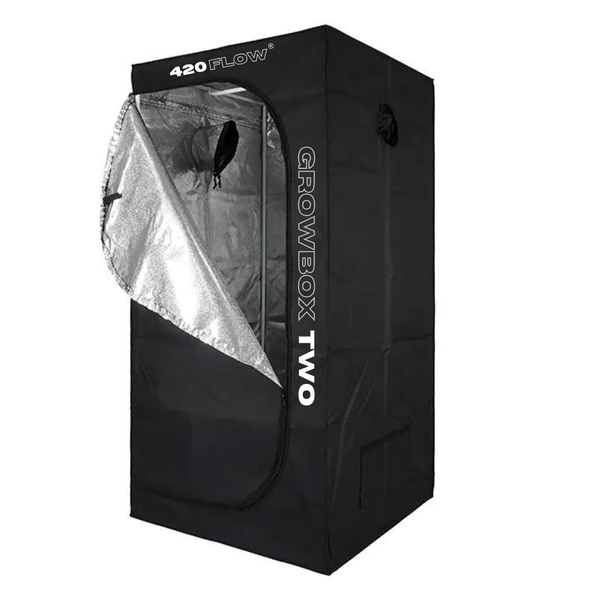 420 Flow Growbox Two Pflanzzelt für den Innenanbau mit reflektierender Innenbeschichtung und Reißverschluss