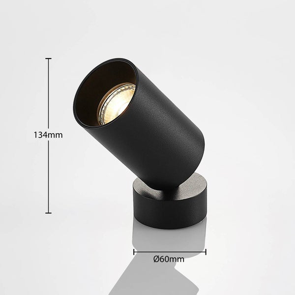 Schwarzer Wandspot mit den Maßen 134 mm Höhe und 60 mm Durchmesser