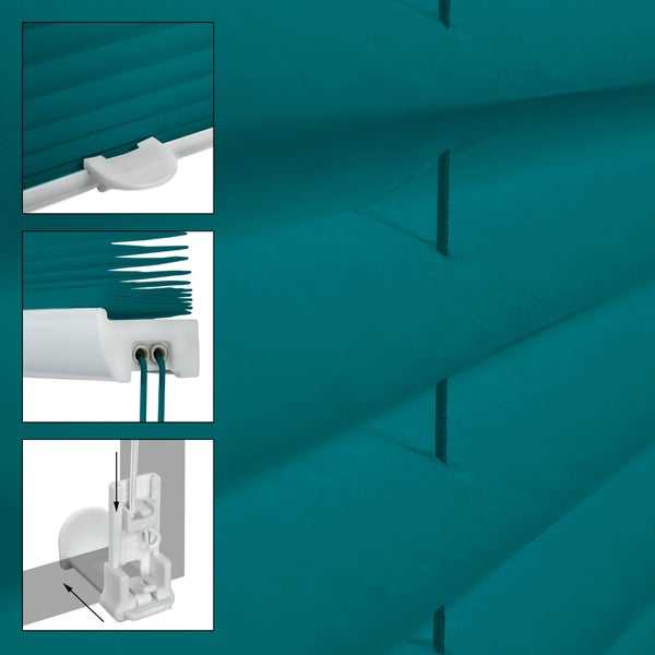 ECD Germany Plissee Klemmfix ohne Bohren 60 x 100 cm Petrol Blickdicht Sonnen- und Sichtschutz Faltrollo Jalousie mit Klemmträger für Fenster & Tür EasyFix Plisseerollo Lichtdurchlässig Fensterrollo