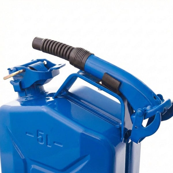 Metallkraftstoffkanister 5 Liter mit flexiblem Ausgießer und Sicherheitsverschluss.