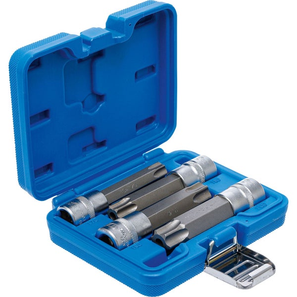 Bit-Satz mit Torx- und Vielzahn-Bits in einem blauen Kunststoffkoffer