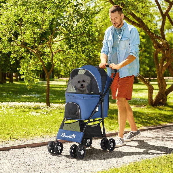 PawHut Hundetrolley, 81L x 48B x 99H cm, Oxfordstoff, Stahl, Blau