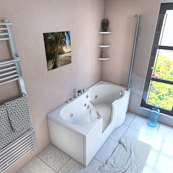 Seniorendusche und  Wanne mit Whirlpool S12D-TH-WP-L-EC 170x85cm