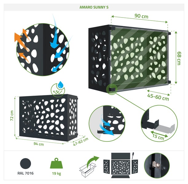 Amaro Sunny S Gerätehaus mit Abmessungen