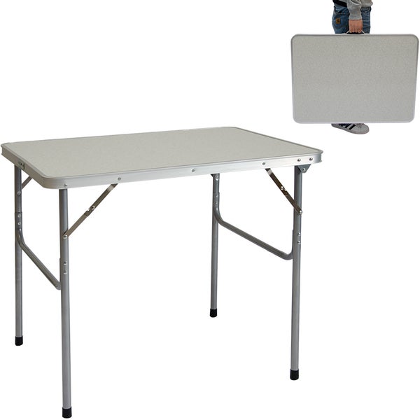 AMANKA klappbarer Campingtisch 80x60x67 cm Leichtgewicht Klapptisch Reisetisch im Kofferformat Hell Grau