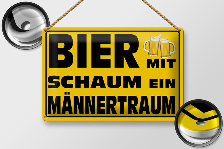 Blechschild Spruch 30x20cm Bier mit Schaum ein Männertraum