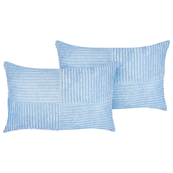 Dekokissen 2er Set MILLET Cord 30 x 50 cm Blau Geometrisches Muster
