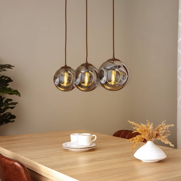 Lindby Pendelleuchte Valentina (Design, Modern) in Alu aus Glas (3 flammig E14) - Hängelampe Esstischlampe Hängeleuchte Wohnzimmerleuchte