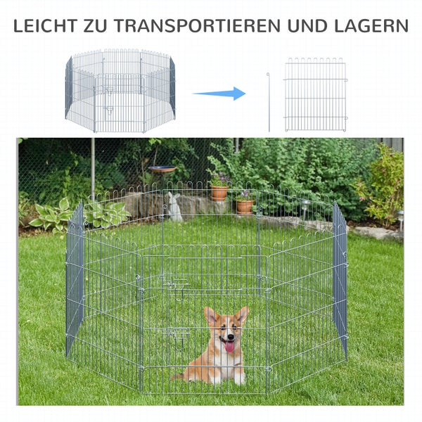 PawHut Welpenauslauf, 63B x 76H cm, Stahldraht, Silber