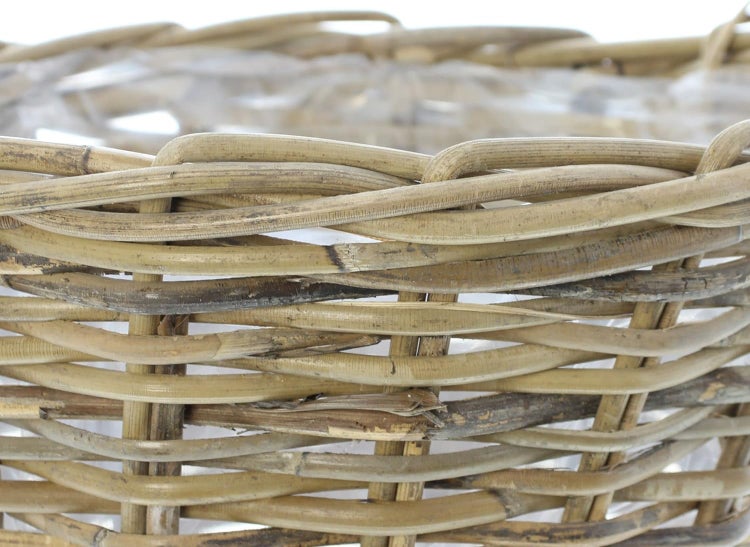 Dekoleidenschaft Pflanzkorb Spaltrattan Ø 35x25 cm groß, aus Rattan, rund, Blumentopf, Pflanzkübel, Pflanztopf für Draußen, Blumenkübel