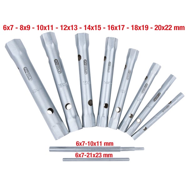 KS TOOLS Rohrsteckschlüssel-Satz 10tlg. 6 x 7 - 20 x 22 mm - 518.0900