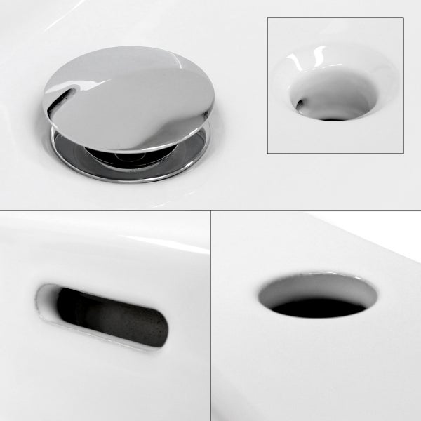 ECD Germany Waschbecken Waschtisch 415x360x130mm Keramik Eckig Weiß + Wasserhahn ausziehbare Brause Standard Chrom + Ablaufgarnitur Pop-Up Ventil Chrom, Aufsatzwaschbecken Aufsatzwaschtisch Waschplatz