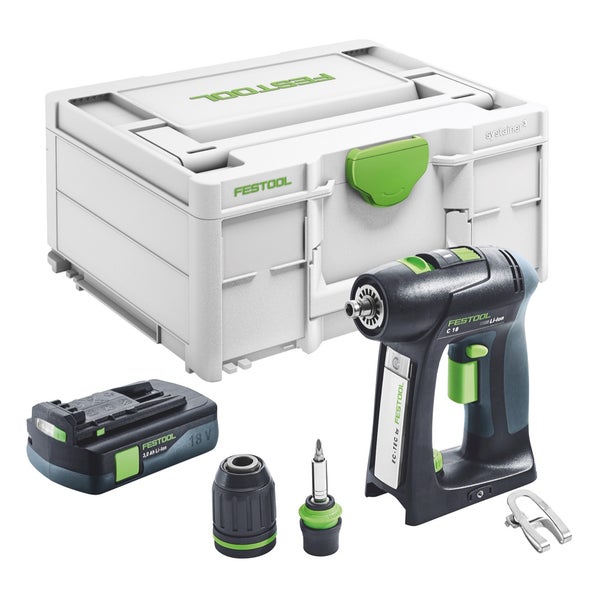Festool C 18-Basic Akku Bohrschrauber 18 V 45 Nm Brushless + 1x Akku 3,0 Ah + Systainer - ohne Ladegerät