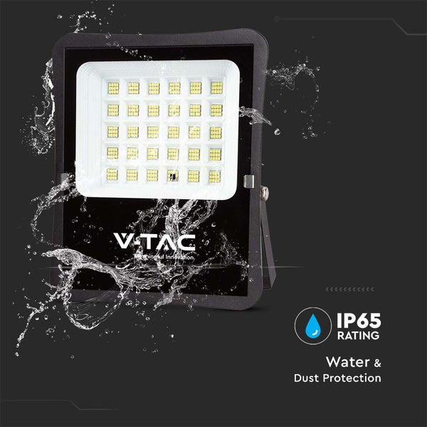 V-TAC VT-55300 - Solar-Flutlicht - IP65 - Schwarzes Gehäuse - 2400 Lumen - 6400K