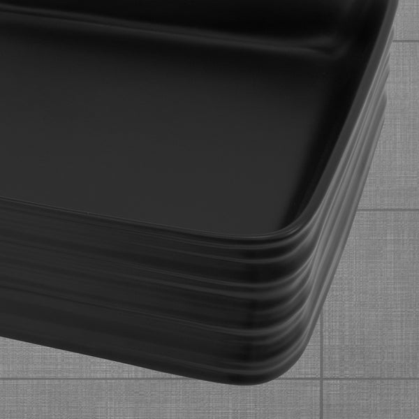 ML-Design Waschbecken aus Keramik in Schwarz matt 68x38x12 cm Eckig, Moderne Aufsatzwaschbecken, Design Waschtisch Aufsatz-Waschschale Waschplatz Handwaschbecken, für das Badezimmer und Gäste-WC