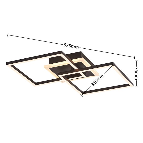 Lindby LED Deckenleuchte Fjardo dimmbar mit Leselampe (Modern) in Schwarz aus Aluminium (1 flammig, ) - Lampe Deckenlampe Wohnzimmerleuchte