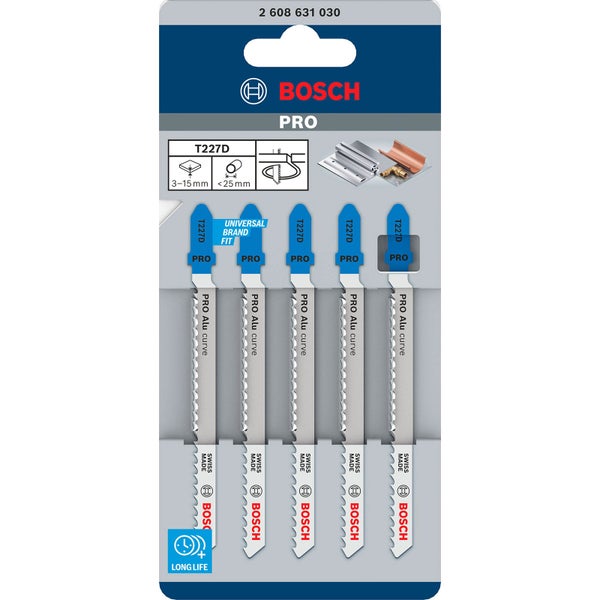 Bosch Stichsägeblätter T227D Pro Alu Curve, 5er-Pack