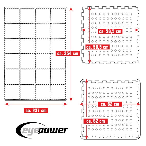 eyepower 8,4 m² Poolunterlage - 24 EVA Matten 62x62 - Outdoor Pool Unterlage - Unterlegmatten Set