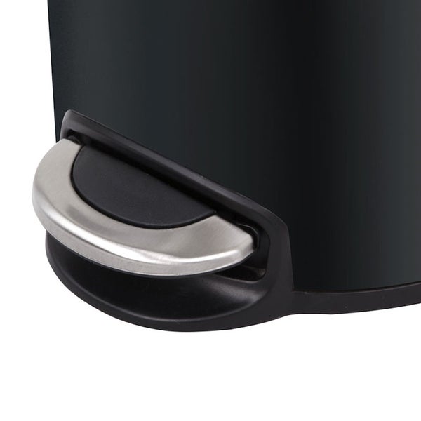 PROREGAL Runder Treteimer Mit Kunststoffdeckel Mit Edelstahlakzenten 12 Liter HxØ 40 x 25 cm Schwarz
