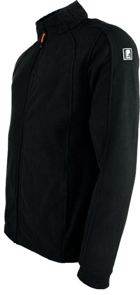 Schwarze Fleecejacke mit durchgehendem Reißverschluss und Römer Logo