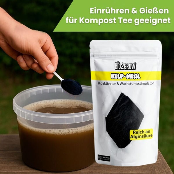 Bio2Grow Kelp-Meal Bioaktivator und Wachstumsstimulator in einem Eimer Komposttee, geeignet zum Einrühren und Gießen