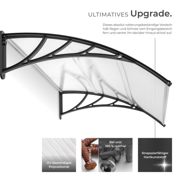Vordach tectake  150 x 93 cm in Bogenform transparent