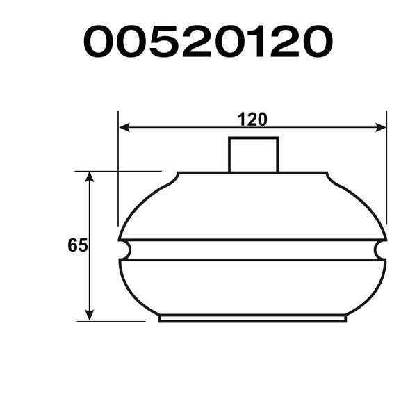Technische Zeichnung einer Abdeckkappe mit den Maßen 120 und 65.