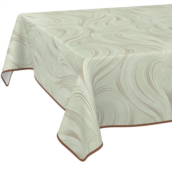 Tischdecke mit Muster und braunem Rand