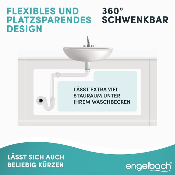 Engelbach® Raumsparsiphon für Waschbecken - Siphon 1 1/4 x 32mm inkl. Video-Anleitung